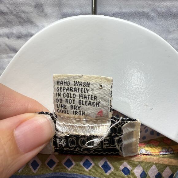 Vintage Croquet Club Short Sleeve Silk Blouse Size M Yellow Floral Boho Cottage - Picture 4 of 5